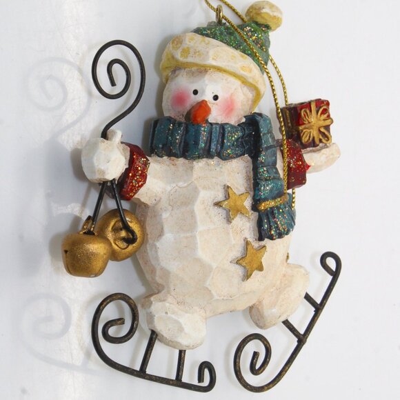 Costco Christmas Holiday Whimsical Ice Skating Snowman With Gift Ornament - Picture 1 of 6